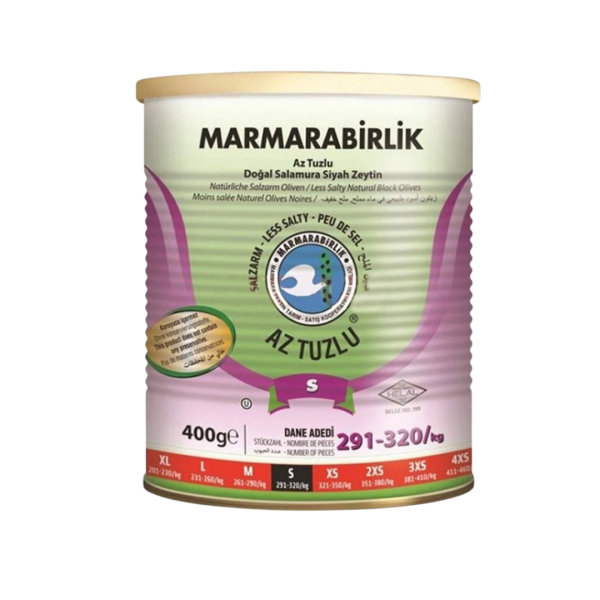 MARMARA BİRLİK  SİYAH ZEYTİN AZ TUZLU 400 GR 